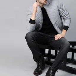 roadster Men Solid Bomber Jacket image 5