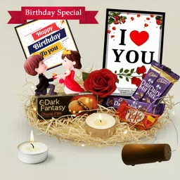 oddclick Birthday Special I Love You Chocolate & Couple Showpiece Gifts Hamper Paper Gift Box image 1