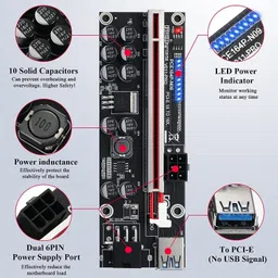 LipiWorld Pack Of 6 VER011-PRO Riser Card 10 Capacitors PCI-E 1X to 16X GDDR4 16 GB NVIDIA Chipset 64 bit 120 MHz Graphics Card image 3