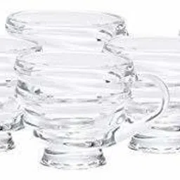 pavilion mall Pack of 6 Glass Crystal clear Good Quality Classic Transparent Glass Spiral Ring Cups Saucer (Set of 6) Tea Coffee Cup Mug Glass (Clear)-picture-25