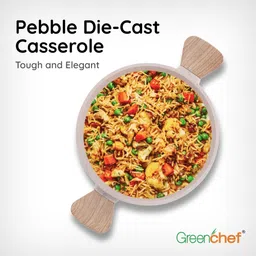 greenchef Pebble Aluminium Die Cast with glass lid 22CM Cook and Serve Casserole image 2