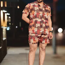 flying queen Men Top & Shorts Set Multicolor Printed-picture-23