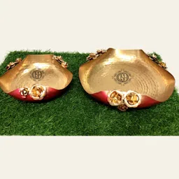 DSH Crafting Your Curiosity 2 Pieces Red & Gold Curved Decorative Bowls-image-53