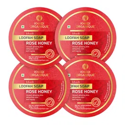 Khadi Organique Set of 4 Rose Honey Loofah Soap with Essential Oils - 125g Each-picture-28