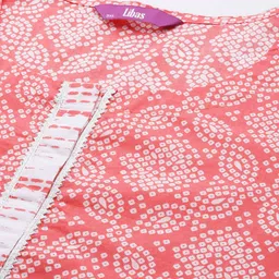 EXTRA LOVE BY LIBAS Plus Size Bandhani Printed Gotta Patti Pure Cotton Kurta Set image 2