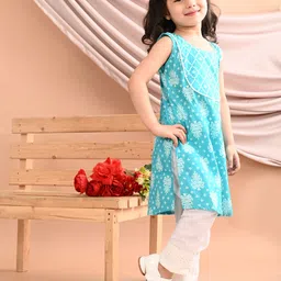 here&now x kinder kids Kinder Kids Girls Floral Printed Regular Pure Cotton Kurti with Palazzos image 3