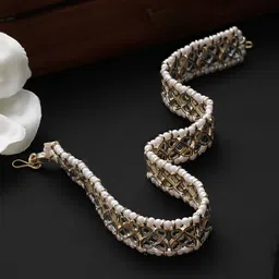 Jazz and Sizzle Silver-Plated Kundan Studded & Beaded Matha Patti-image-78