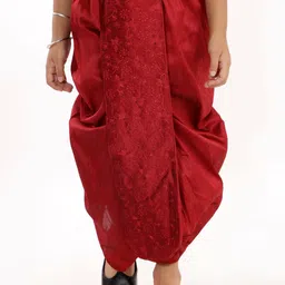 VASTRAMAY Boys Maroon Embroidered Dhotis-picture-30