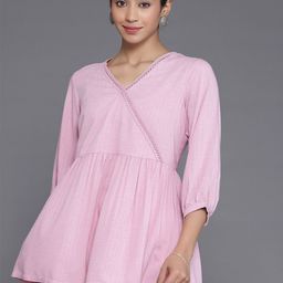 Libas Quirky Woven Design V-Neck A-Line Kurti-picture-20