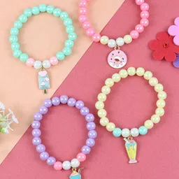Asthetika Kids Girls Set Of 4 Beaded Elasticated Bracelet-image-22