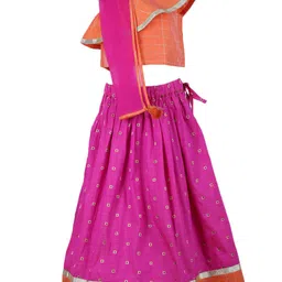 A Little Fable Girls Orange & Fuchsia Ready to Wear Lehenga & Blouse With Dupatta image 2
