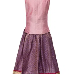 A Little Fable Girls Pink & Purple Embroidered Ready to Wear Lehenga Blouse & Net Dupatta image 2