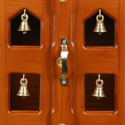 elegant arts and frames Brown Wood Floor Rested Mandir With Door image 3