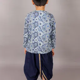 LIL DRAMA Boys Ethnic Motifs Printed Regular Pure Cotton Kurti With Dhoti Pants image 4