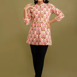 FERANOID Ethnic Motifs Printed Pure Cotton Kurti image 2