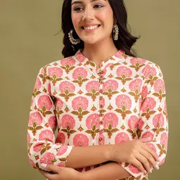 FERANOID Ethnic Motifs Printed Pure Cotton Kurti image 4