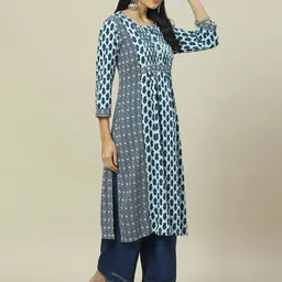 Rangriti Geometric Printed Ankle Length Straight Kurta image 3
