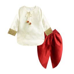 A.T.U.N. Girls Off White & Red Regular Kurti With Dhoti Pants-picture-11