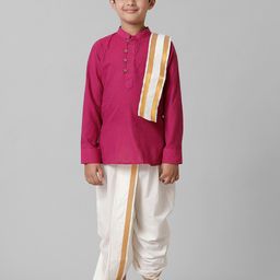 Ramraj Boys Mandarin Collar Kurta With Dhoti Pants & Angavastram-picture-28