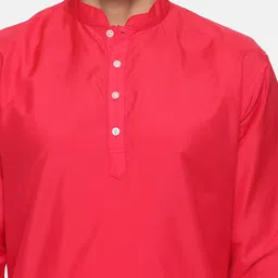 Sethukrishna Men Pink Angrakha Kurta with Dhoti Pants & Angavastram Set image 2