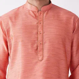 VASTRAMAY Men Self-Design Straight Kurta With Dhotipant image 3