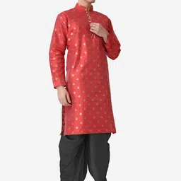 ROYAL KURTA Ethnic Motifs Woven Design Zari Straight Kurta With Dhoti Pants image 3