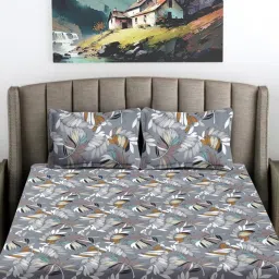 FABINALIV Multicolor Floral Cotton Blend King Bedsheet with 2 Pillow Covers-picture-17