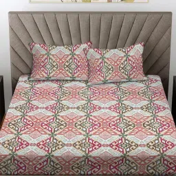 FABINALIV Multicolor Abstract Cotton Blend King Bedsheet with 2 Pillow Covers-picture-17