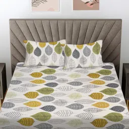 FABINALIV Multicolor Floral Cotton Blend King Bedsheet with 2 Pillow Covers-picture-24