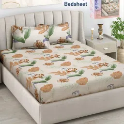 FABINALIV Multicolor Floral Cotton Blend Super King Bedsheet with 2 Pillow Covers-image-6