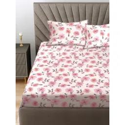 FABINALIV Multicolor Floral Cotton King Fitted Packing Double Bedsheet with 2 Pillow Covers image 3