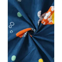FABINALIV Blue Cartoon Print Cotton Blend King Fitted Double Bedsheet with 2 Pillow Covers image 4