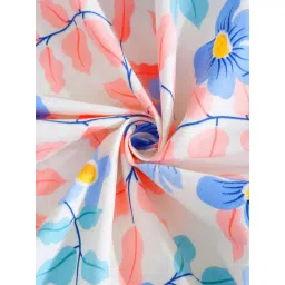 FABINALIV Multicolor Floral Cotton Blend King Fitted Double Bedsheet with 2 Pillow Covers image 4