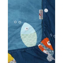 FABINALIV Blue Cartoon Print Cotton Blend King Fitted Double Bedsheet with 2 Pillow Covers image 5