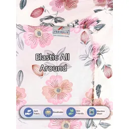 FABINALIV Multicolor Floral Cotton King Fitted Packing Double Bedsheet with 2 Pillow Covers image 5