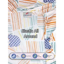 FABINALIV Multicolor Geometric Cotton King Fitted Packing Double Bedsheet with 2 Pillow Covers image 5