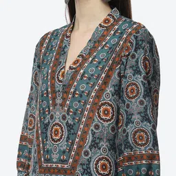 Biba Women Green Ethnic Motifs Printed Kurta with Salwar image 3