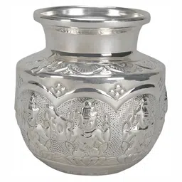 Sigaram Silver Toned Textured Asta Lakshmi Kalash image 1