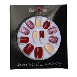 BEROMT 12 Pcs Long-Lasting Reusable Lightweight Salon Finish Press on Nail Tips- Shade 730 image 2