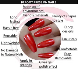 BEROMT 12 Pcs Long-Lasting False French Nails with Kit - Shade 291 image 5