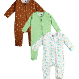 The Mom Store Pack Of 3 Printed Cotton Sleepsuits-picture-26