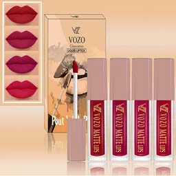VOZO Set Of 4 Soft & Comfortable Matte Finish Liquid Lipsticks-104-105-106-204 image 1