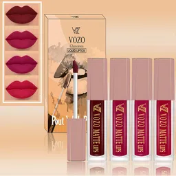 VOZO Set Of 4 Soft & Comfortable Matte Finish Liquid Lipsticks-103-105-106-204 image 1