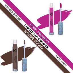 KINDED Set of 2 Vitamin E Matte Liquid Lip Colour 6ml each - More Magenta & Choco Brown-picture-14