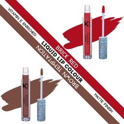 KINDED Set of 2 Vitamin E Matte Liquid Lip Colour 6ml each - Brick Red & Brown Temptation-picture-36