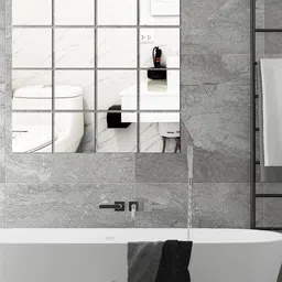 WallDaddy Silver Toned 16 Pieces Square Mirror Wall Stickers image 1