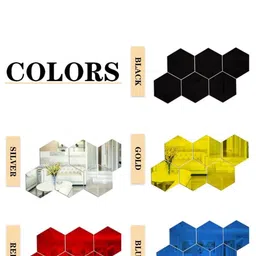 WallDaddy Silver Toned 8 Pieces Silver Self-Adhesive Square Design Mirror Wall Stickers image 2