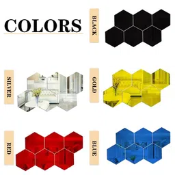 WallDaddy Yellow 13 Pieces Square Mirror Finish Wall Sticker image 2