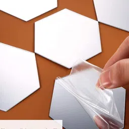 WallDaddy 8 Pcs Golden Hexagon Mirror Wall Stickers image 3