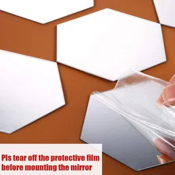 WallDaddy White 10 Pieces Hexagon Design Mirror Wall Stickers image 3